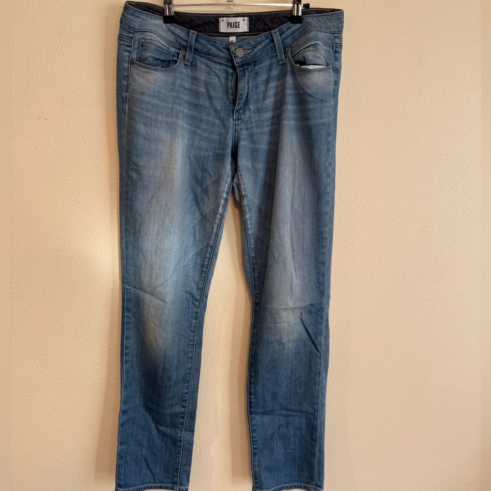 PAIGE Light Blue Skinny Jeans with Faded Wash